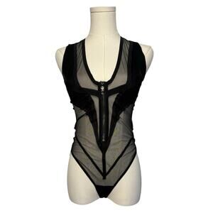 NWT Honey Birdette Lisbeth Black Dragon Bodysuit Womens Size Extra Small Thong